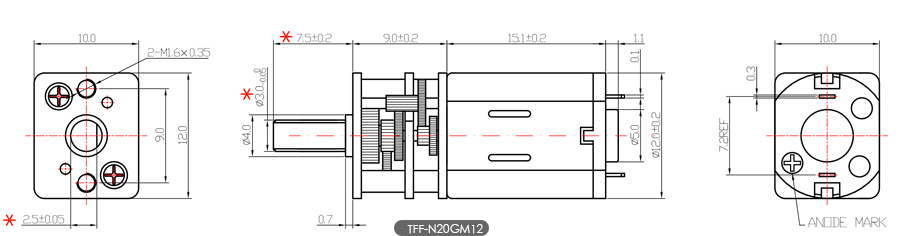 N20微型減速電機尺寸圖